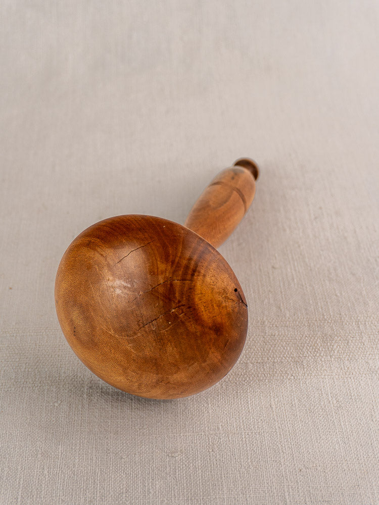 French yellow glazed Provençal aïoli mortar and pestle, late 19th century, on neutral fabric.