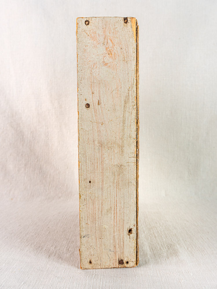 Antique French painted pine casier with nine compartments, light weathered finish, and visible grain.