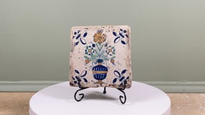 Antique French Faience Tile | 17th Century Polychrome Flower Vase | Provence