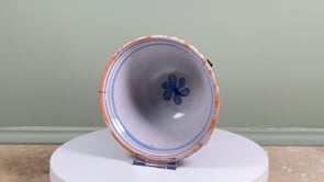 Antique French Cul Noir Faience Bowl | Hand-Painted Blue Floral | 19th Century