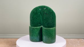 Antique French Wall Utensil Holder | Green Glazed Earthenware | Late 19th to Early 20th Century