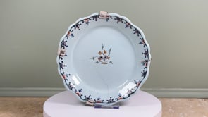 Antique French Faience Plate | 18th Century Moustiers | Polychrome Floral