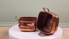 Antique French Copper Pots | Hammered Pair with Brass Handles | Late 19th to Early 20th Century