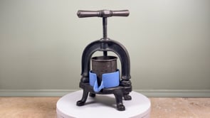Antique French Fruit Press | Cast Iron & Blue Enamel, c. 1900