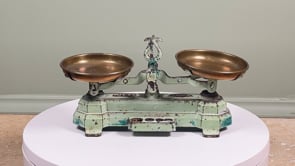 Vintage French JEP Toy Balance Scale | Green Cast Iron & Brass