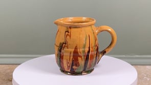 Antique French Jaspé Pitcher | Hand Thrown Slip Glaze | Late 19th Century