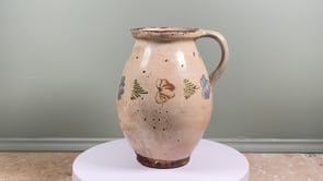 Antique French Faience Pitcher | Hand-Painted Polychrome Floral | Mid 19th Century
