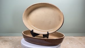 Vintage French La Bourguignonne Gratin Dishes | Matched Stoneware Pair