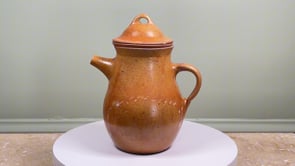 Antique French Stoneware Coffee Pot | Salt-Glazed Grès with Infuser | Mid 20th Century