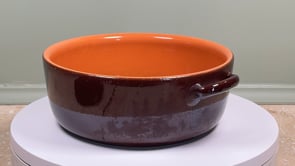 Antique French Earthenware Baking Dish | Brown and Orange Glaze | Mid 20th Century