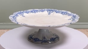 Antique French Pedestal Cake Stand | Faience Fine | E. Bourgeois Paris Grand Dépôt