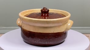 Antique French Marmite | Yellow Ochre and Brown Glazed Earthenware | Early 20th Century
