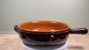 Antique French Earthenware Poêlon | Brown Glaze with Caramel Interior | Mid 20th Century