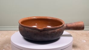 Antique French Saint-Uze Poêlon | Marked Stoneware Cooking Pan