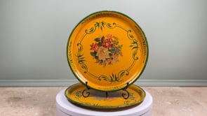 Antique French Painted Tôle Trays | Matched Floral Pair, c. 1900