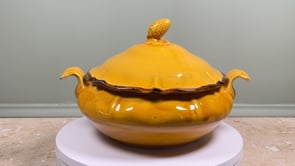 Vintage French Haute Provence Tureen | Yellow Faience with Pine Cone Finial