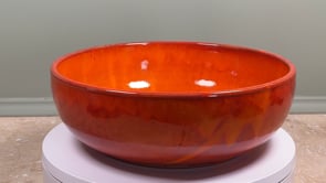 Antique French Earthenware Serving Bowl | Vibrant Orange Glaze | Mid 20th Century