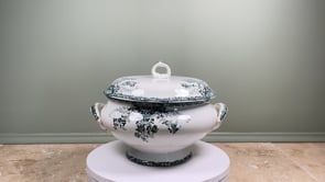 Antique French Saint-Amand Soupière | Fruits Pattern Faience, c. 1900