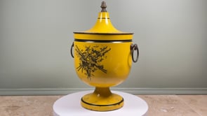 Vintage French Tôle Peinte Champagne Cooler | Yellow Directoire Style