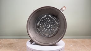 Antique French Passoire | Tinned Sheet Iron | Pierced Rosette Base