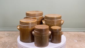 Vintage French Digoin Grespots Stoneware Pots | Graduated Set of Five