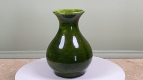Vintage French Pichon Uzès Vase | Green Glazed Earthenware | Mid 20th Century