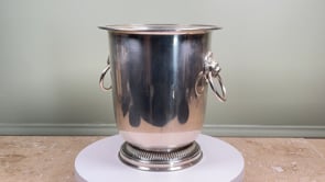 Vintage French Champagne Bucket | Silver Plated | Lion Head Handles