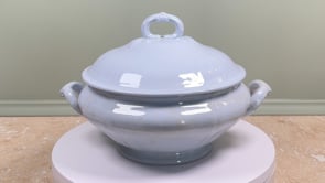 Antique Mettlach Tureen | Villeroy and Boch | Soft Blue Glaze