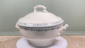 Antique French Soup Tureen | Longwy Ironstone | Capucine Blue Transferware