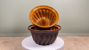 Antique French Kouglof Molds | Glazed Alsace Pair, Late 19th Century