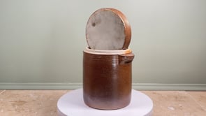 Antique French Stoneware Grease Pot | Salt Glaze with Matching Lid