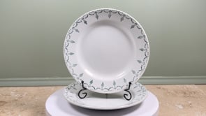 Antique French Pair of Gien Porcelain Plates | Green Garland Border | Early 20th