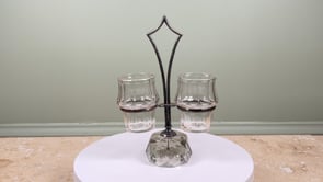 Antique French Condiment Server | Silver Plate & Cut Glass
