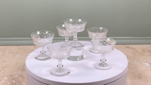 Antique French Uranium Glass Coupes | Set of Six, c. 1900