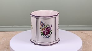 Antique French Faience Cache Pot | 18th Century | Hand Painted Chinoiserie