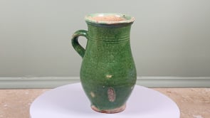 Antique French Pitcher | Green Glazed Earthenware | Petite Cruche