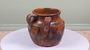 Antique French Rillettes Pot | Glazed Earthenware | Tigré Drip Glaze