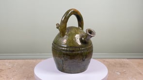 Antique French Gargoulette | Green Glazed Earthenware | Circa 1850