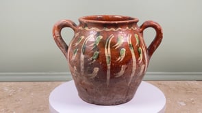 Early 19th Century French Terracotta Pot | Jaspé Décor | Slipware