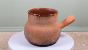 Antique French Vallauris Poêlon | Terracotta Cooking Pot | Hollow Handle