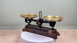 Antique French Balance Scale | Cast Iron and Brass | Roberval Force 5 Kg