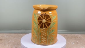 Antique French Savoyard Pitcher | Yellow Ochre Glaze | Hand Painted Floral