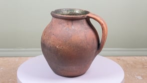 Antique French Toupin | Provençal Terracotta Pitcher | Green Glazed Hearth Pot