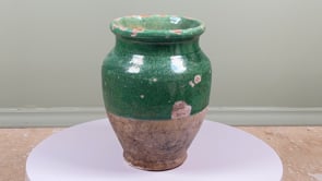 Antique French Confit Pot | Green Glaze | Southwest France 19th Century