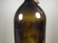 Antique French Demijohn | Dark Olive Hand-Blown Glass | Original Chain & Cork