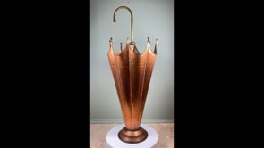 Vintage French Umbrella Stand | Hammered Copper and Brass | Mid-Century