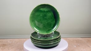 Antique French Green Glazed Earthenware Plates | Set of Five | Late 19th to Early 20th Century