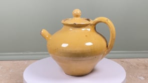 Antique French Yellow Glazed Teapot | Provençal Earthenware Théière | Late 19th Century