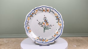 Antique French Faience Plate | Hand-Painted Floral | 19th Century Wall Plate