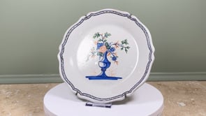 Antique French Faience Plate | Hand Painted Vase Bouquet | Circa 1850